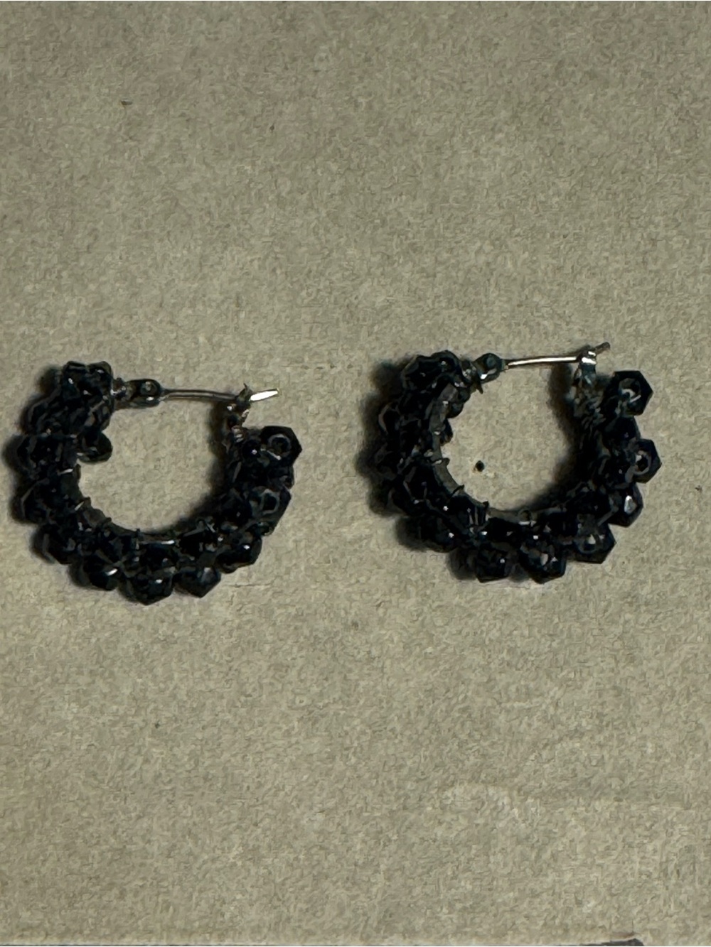 Black Crystal Beaded Hoop Earrings - Women Jewelry